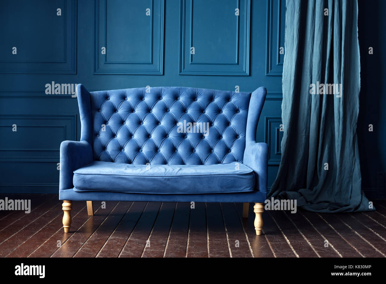 Antique wood sofa couch in vintage room. Classical style armchair Stock ...