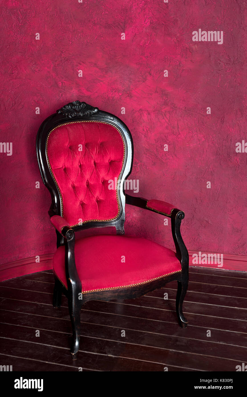 Classical style armchair. Antique wood sofa couch in vintage room Stock ...