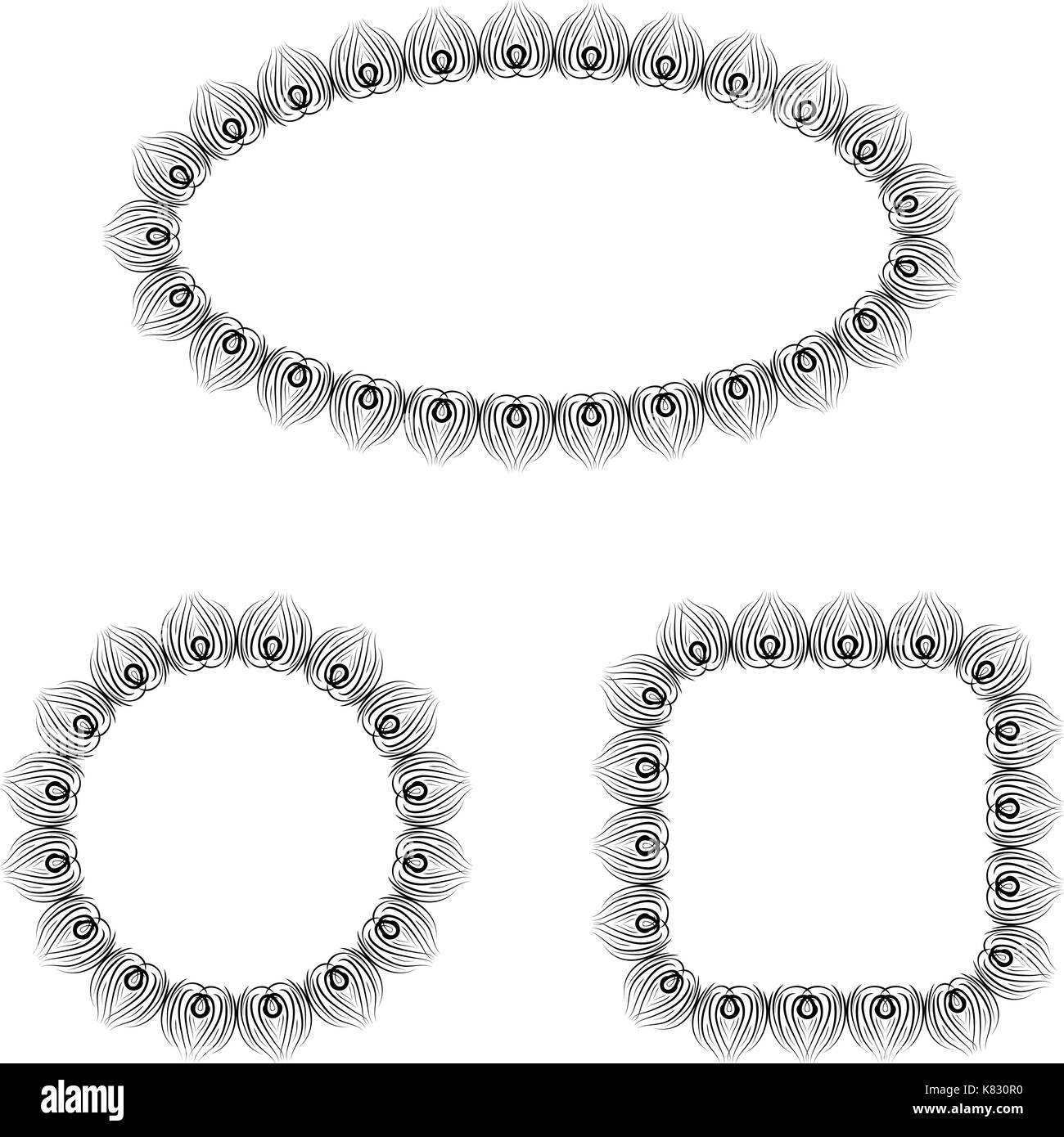 abstract vector black and white ornate frames set Stock Vector Image
