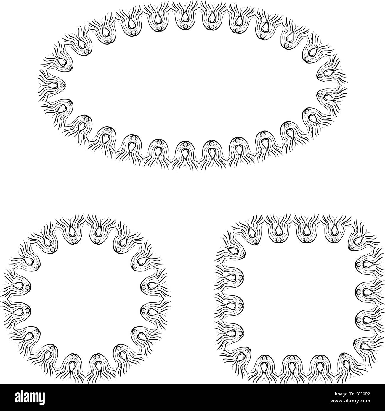 abstract vector black and white ornate frames set Stock Vector Image
