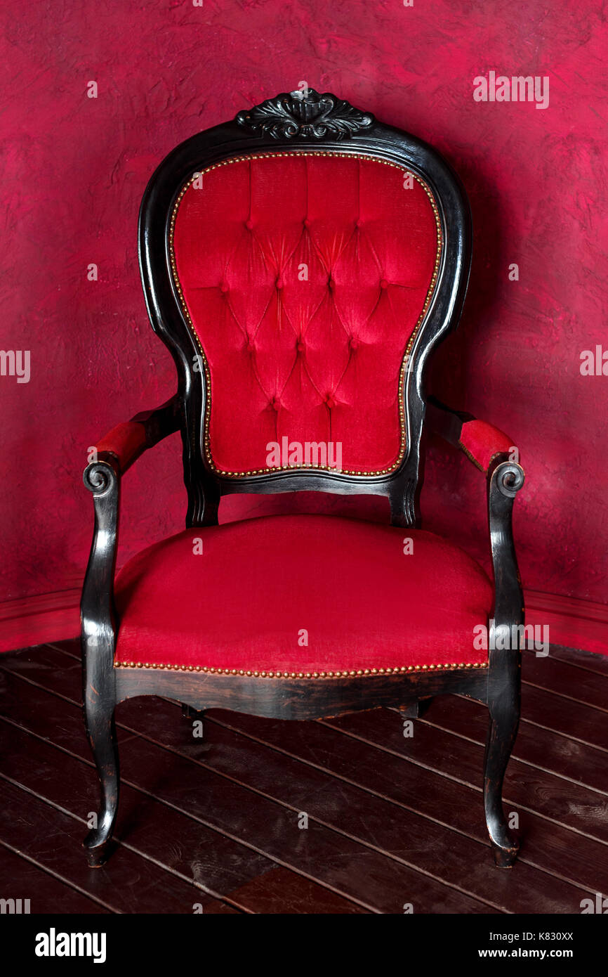 Classical style armchair. Antique wood sofa couch in vintage room Stock ...