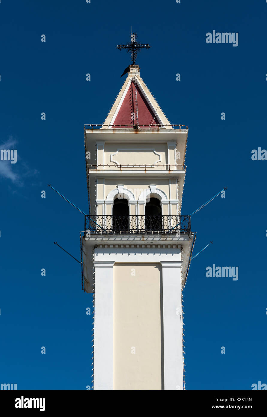 Spire of Agios Dionysios Church, Zakynthos, Greece Stock Photo