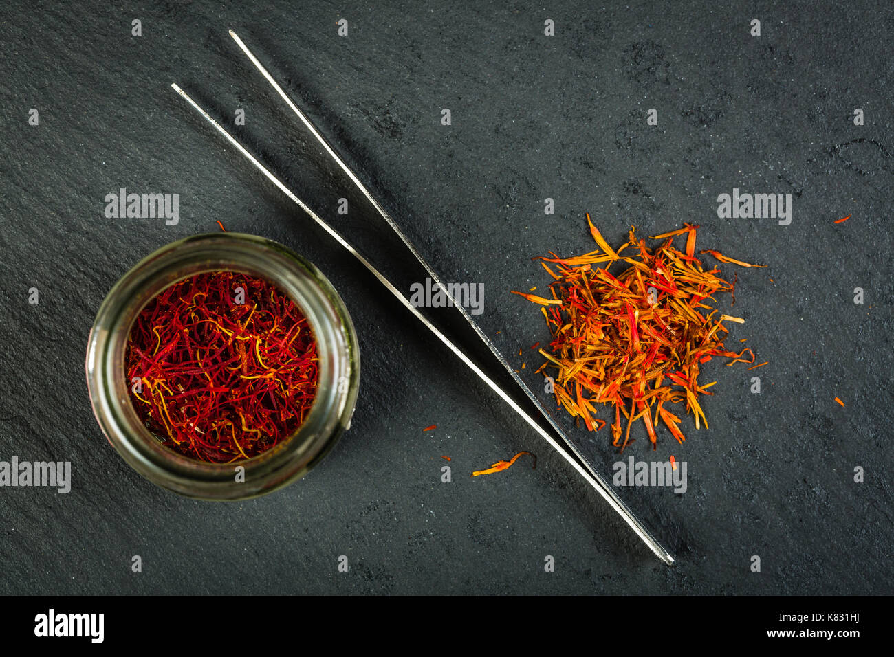 Moroccan (left) and Turkish (right) saffron. hey are often used in