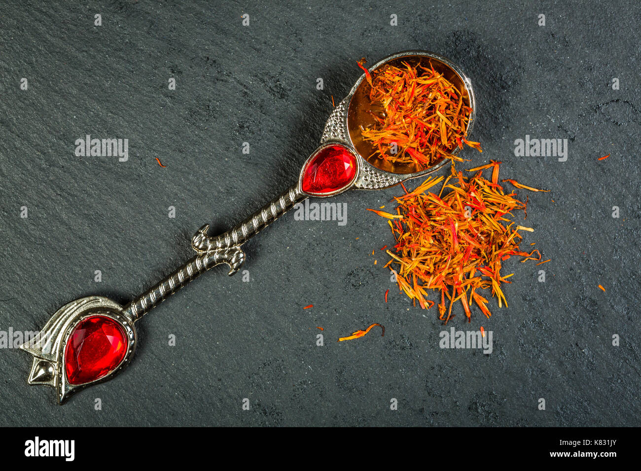 Turkish saffron. It is often used in Arabic cuisine. Stock Photo