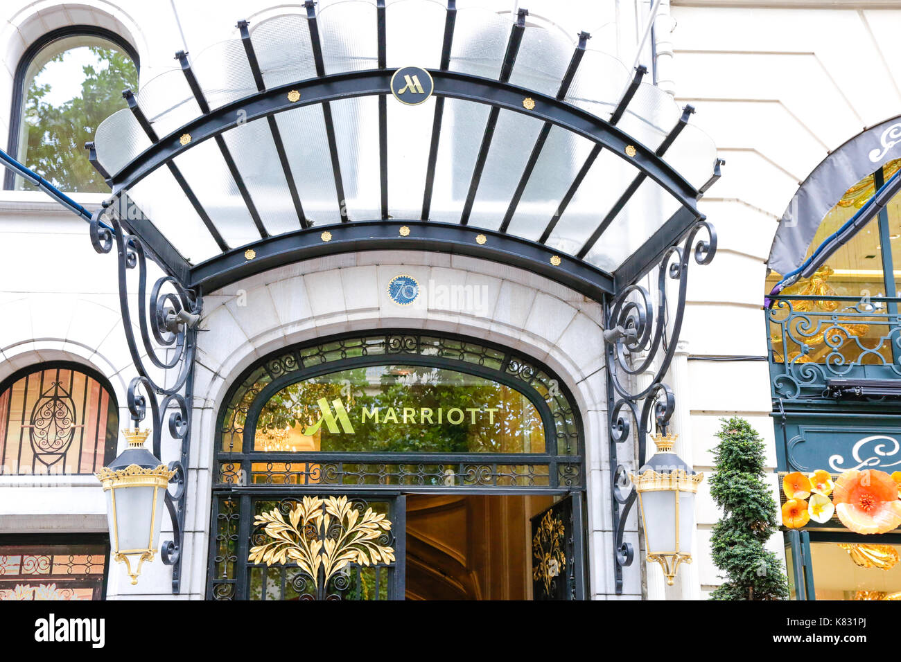 Paris, France: Marriott Hotel famous luxury hotel in the heart of Paris Stock Photo
