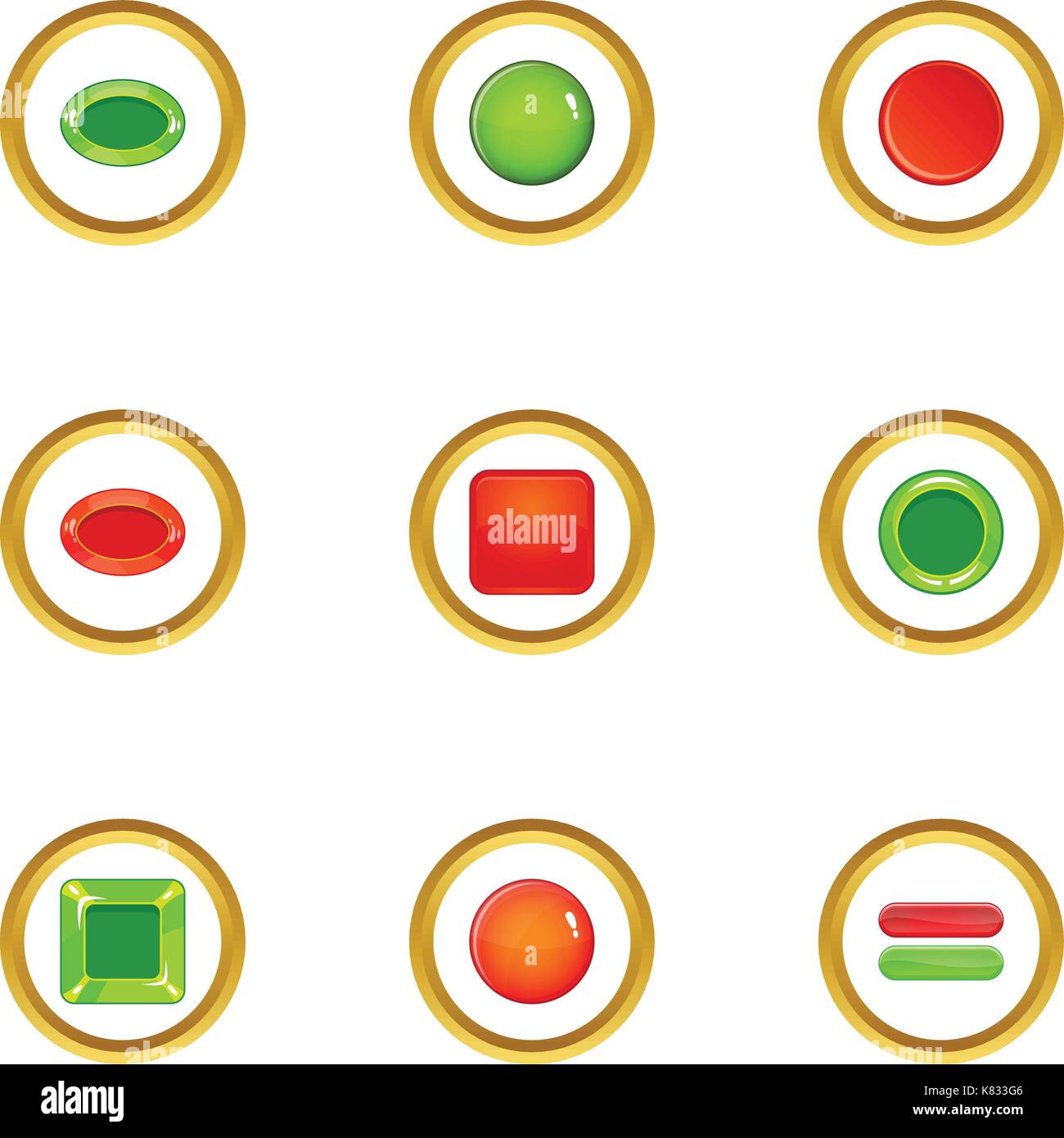 Glossy web button icons set, cartoon style Stock Vector Image & Art - Alamy