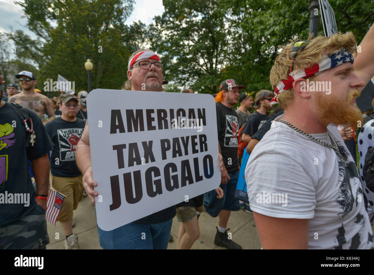 Washington, United States. 16th Sep, 2017. Juggalos march along the ...