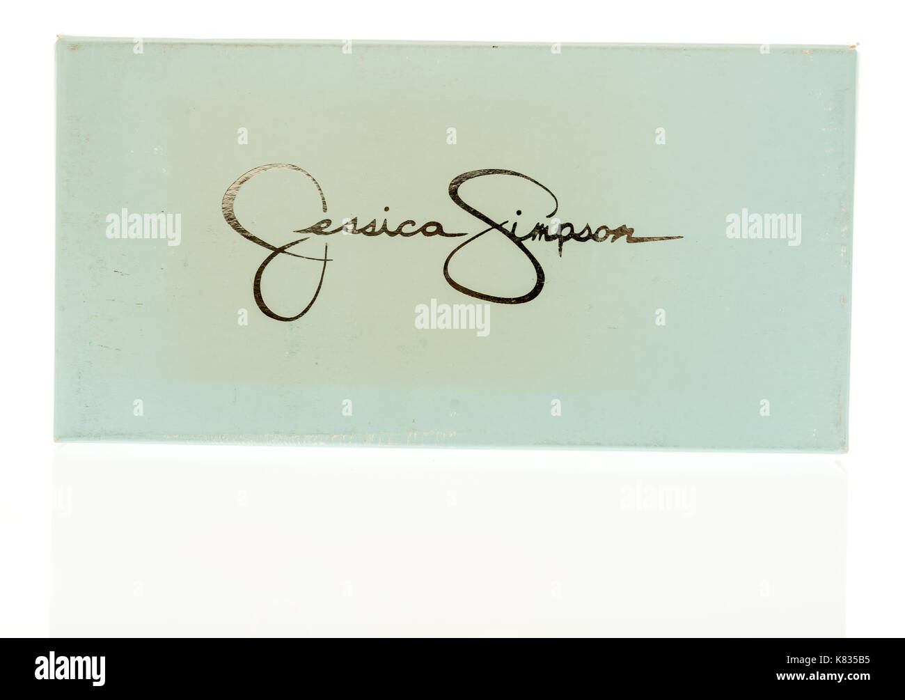Winneconne WI 10 September 2017 A shoe box featuring Jessica Simpson on an isolated background Stock Photo Alamy