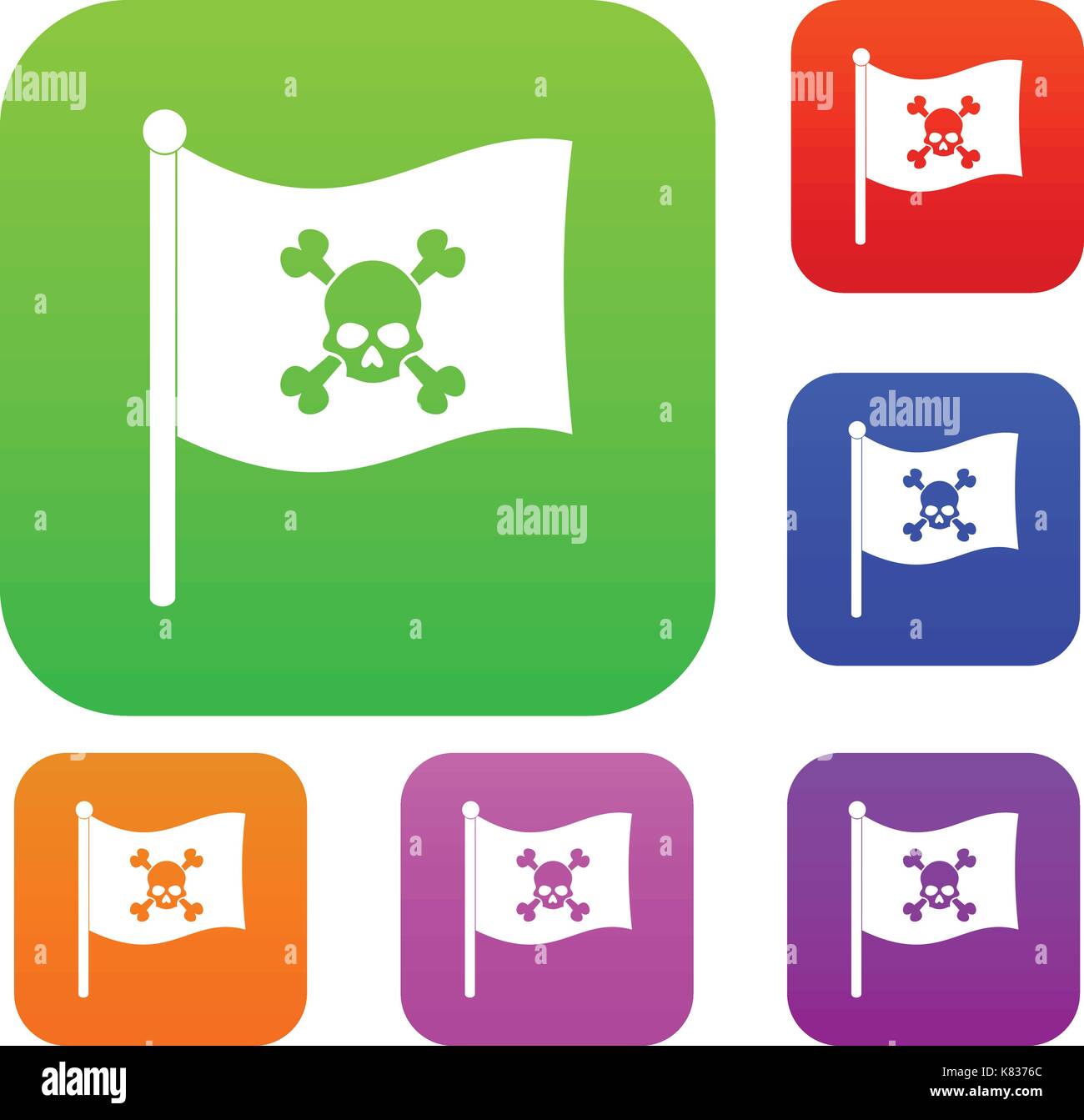 Pirate flag set color collection Stock Vector Image & Art - Alamy