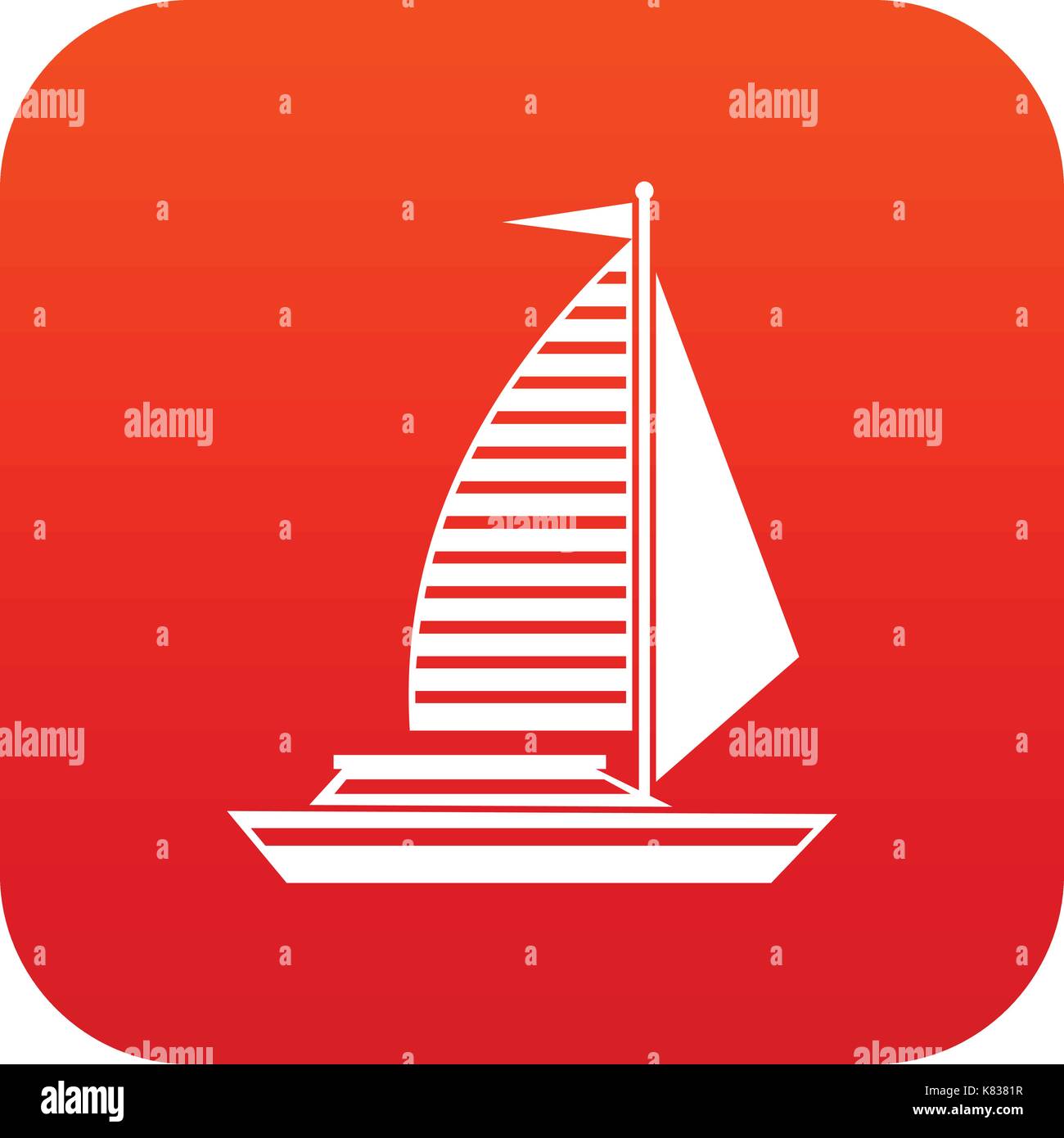 Yacht with sails icon digital red Stock Vector Image & Art - Alamy