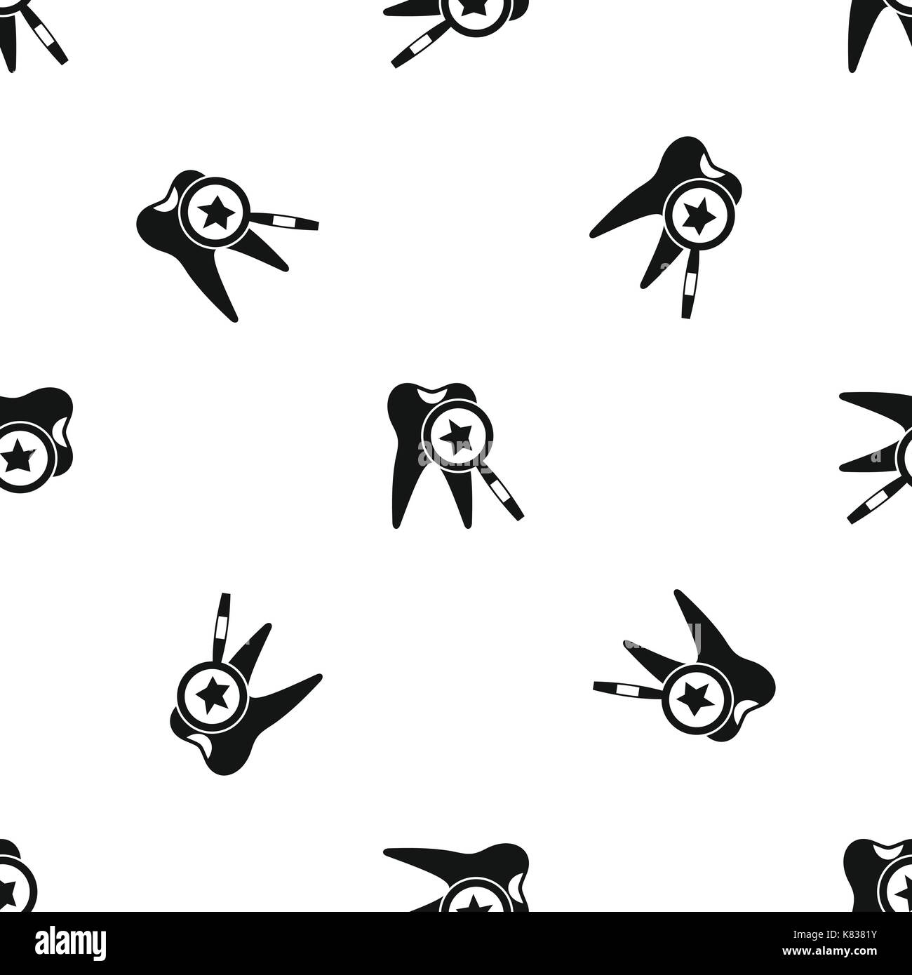 Tooth with magnifying glass pattern seamless black Stock Vector Image ...