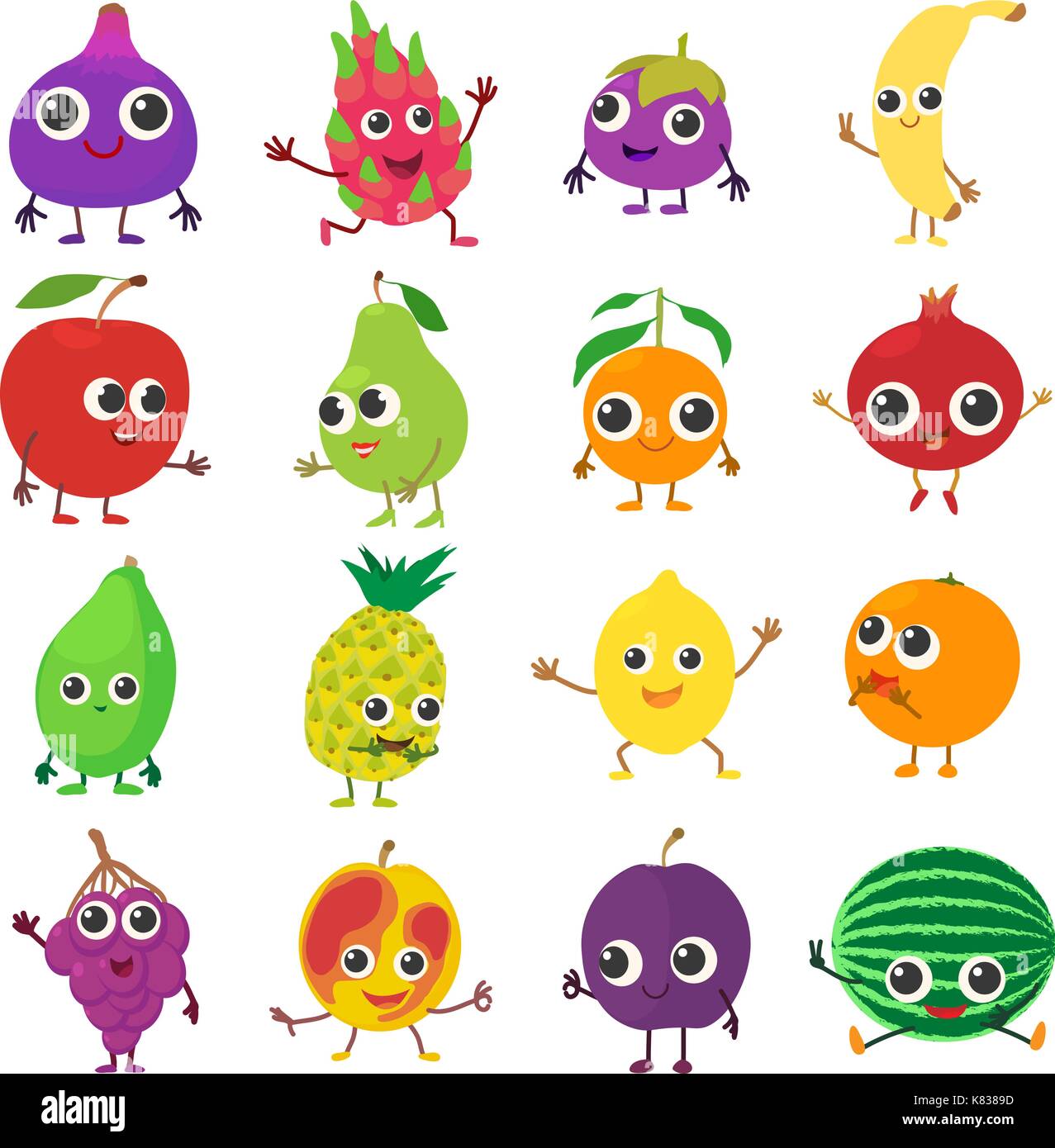 Smiling fruit icons set, cartoon style Stock Vector Image & Art - Alamy