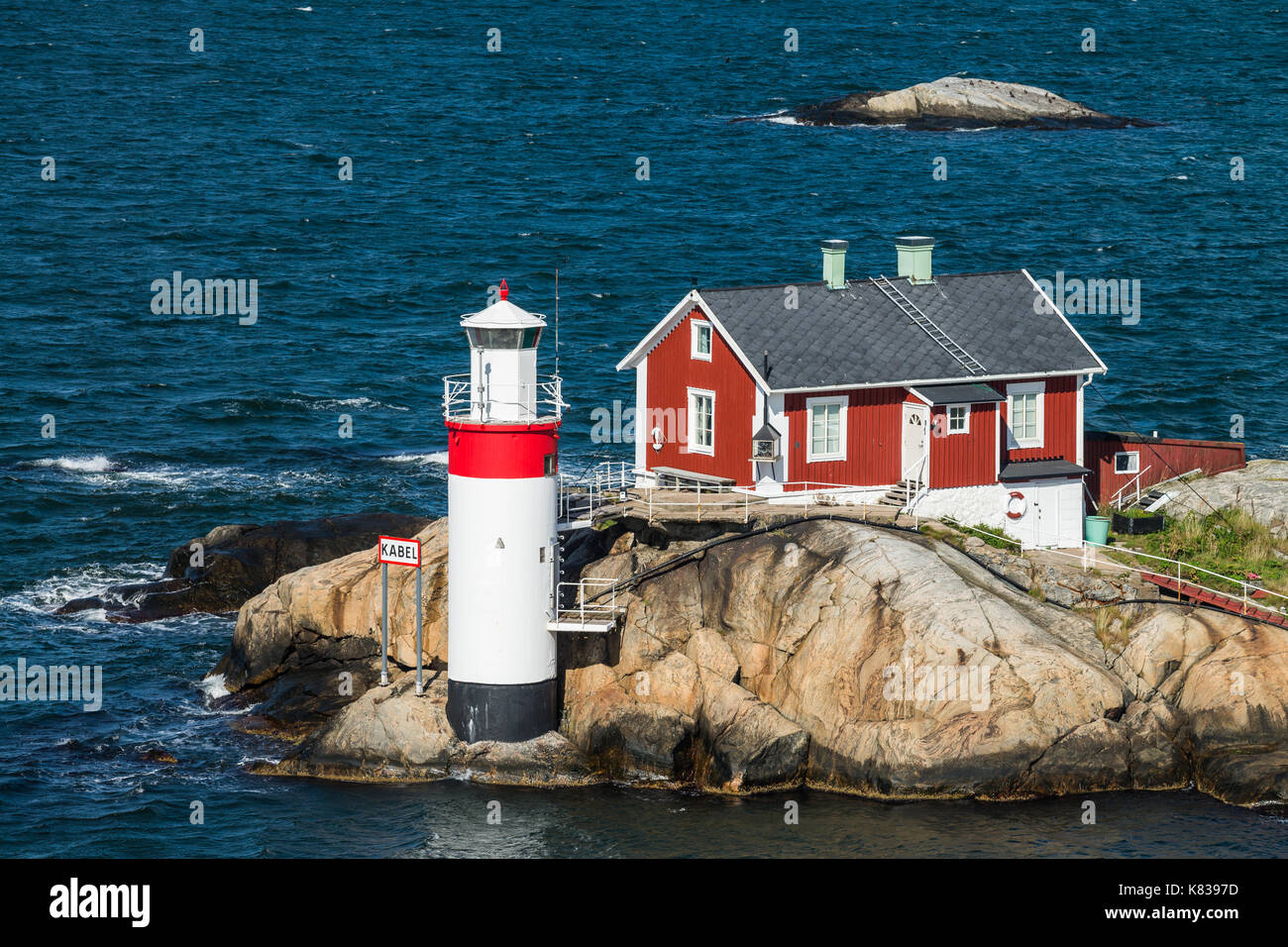 Archipelago island with lighthouse near Gothenburg, Sweden, Scandinavia