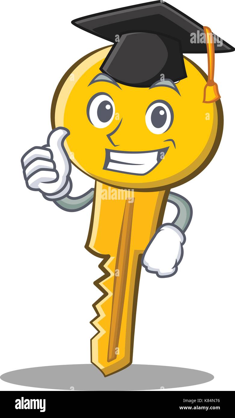 Graduation key character cartoon style vector illustration Stock Vector ...