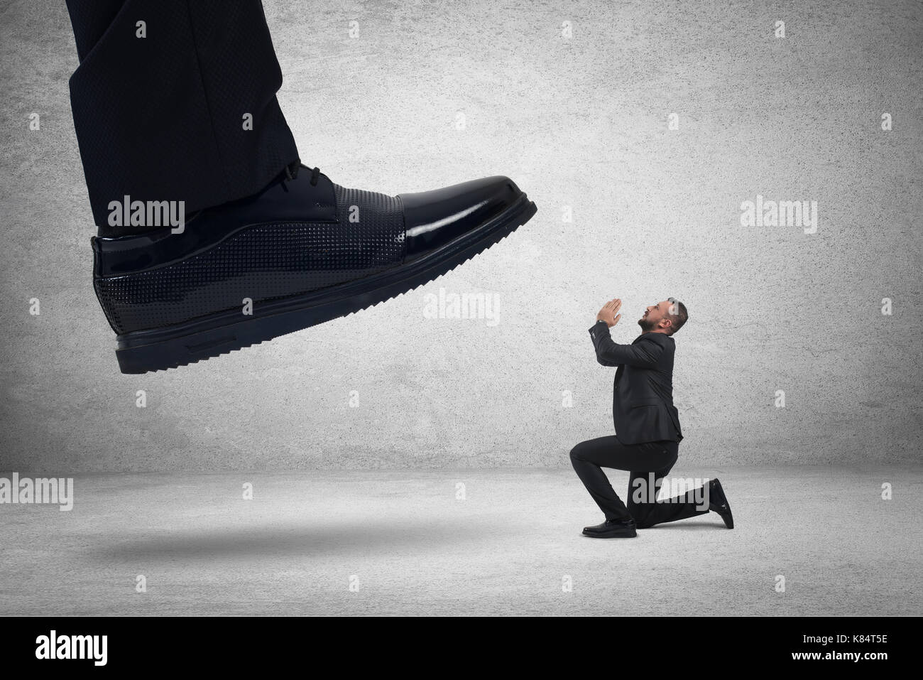 Aggressive boss with employee,mobbing concept Stock Photo