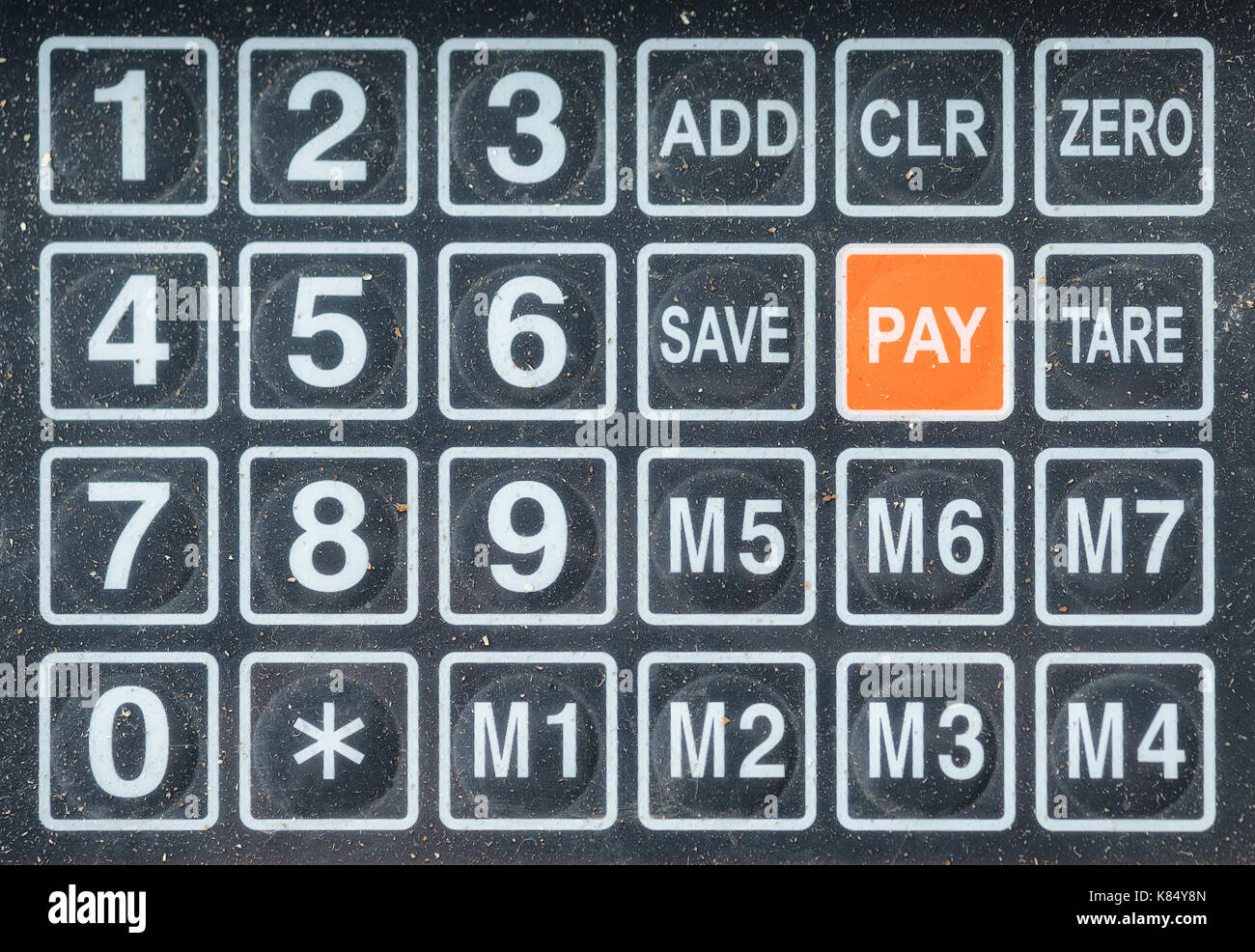 Numeric keys on digital scale, retail shop and grocery Stock Photo