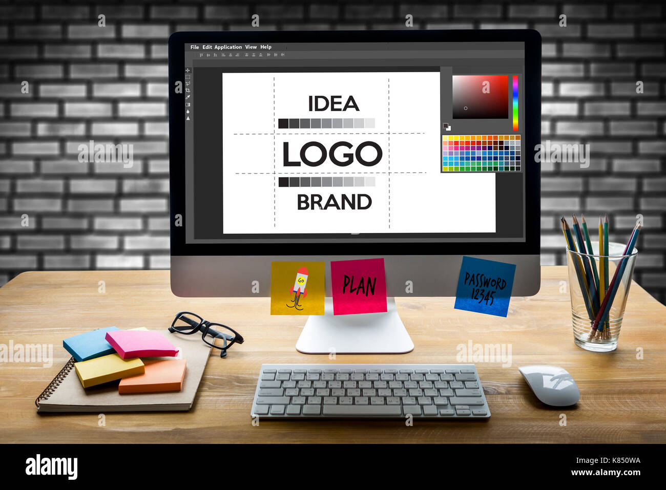 design creative creativity work brand designer sketch graphic  logo design Business concept Stock Photo