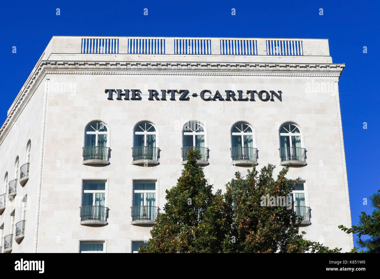 The Ritz-Carlton Hotel in Budapest. This chain of hotels operates 91 luxury hotels and resorts in 30 countries. Stock Photo