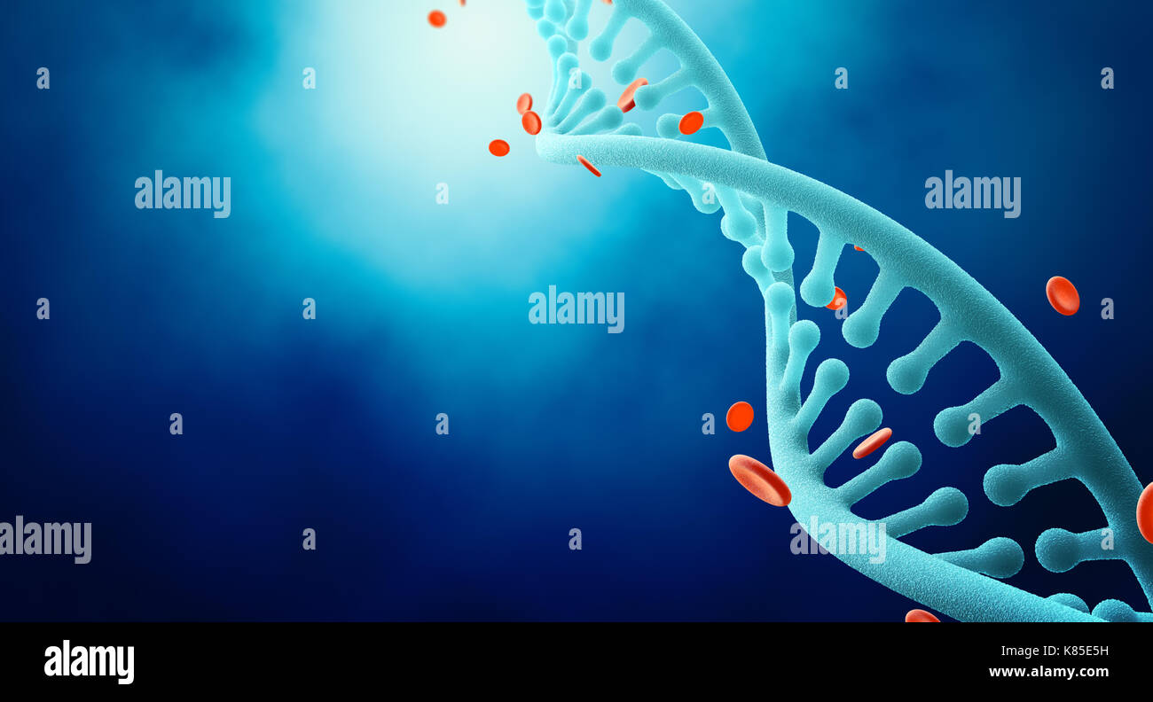 DNA Strands with Hemoglobin Stock Photo