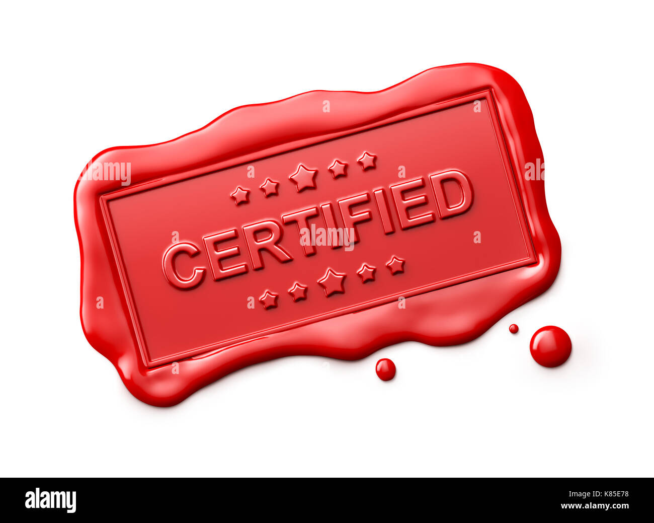 Wax seal with Certified word isolated on white background Stock Photo