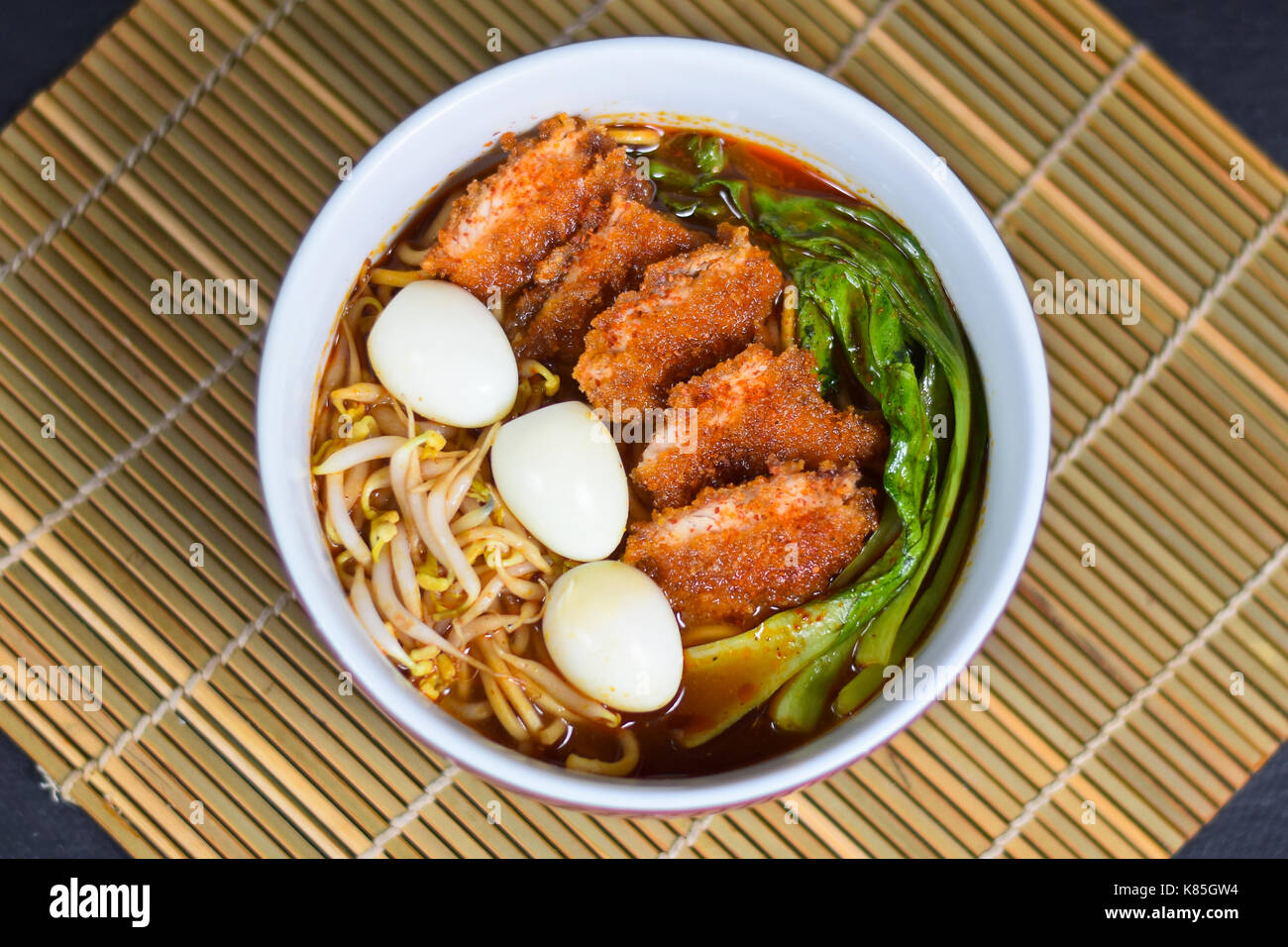 Ramen noodles with extra fried bacon Stock Photo Alamy