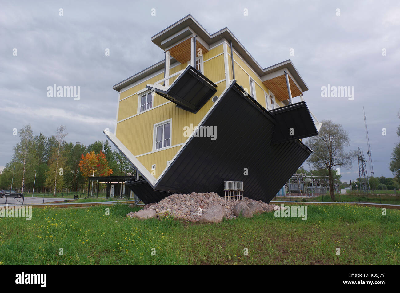 Upside down house in Tartu. Estonia 17th September 2017 Stock Photo