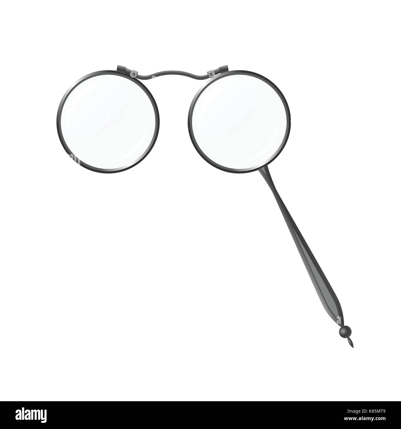 Vintage grey spectacles lorgnette - modern vector realistic isolated object illustration on white background. Use this high quality clip art for prese Stock Vector