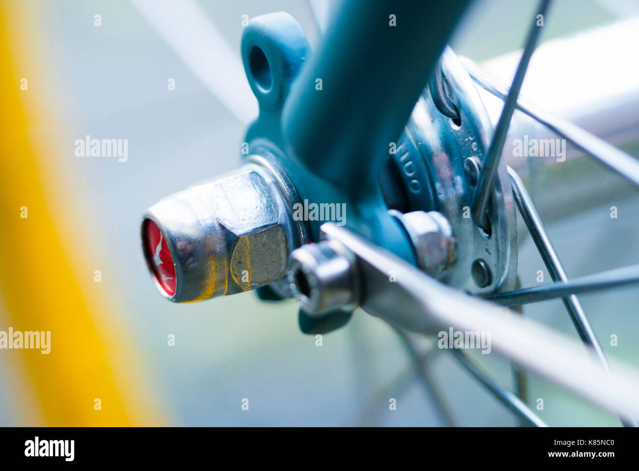 Bicycle hub closeup Stock Photo Alamy
