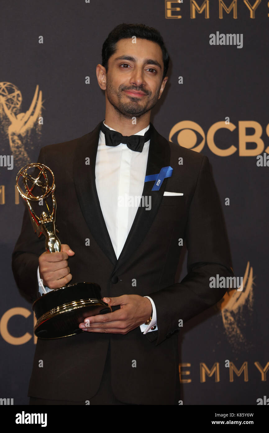 Los Angeles, California, USA. 17th Sep, 2017. Riz Ahmed at The 69th Emmy Awards - Press Room At The Microsoft Theater in California on September 17, 2017. Credit: MediaPunch inc/Alamy Live News Stock Photo