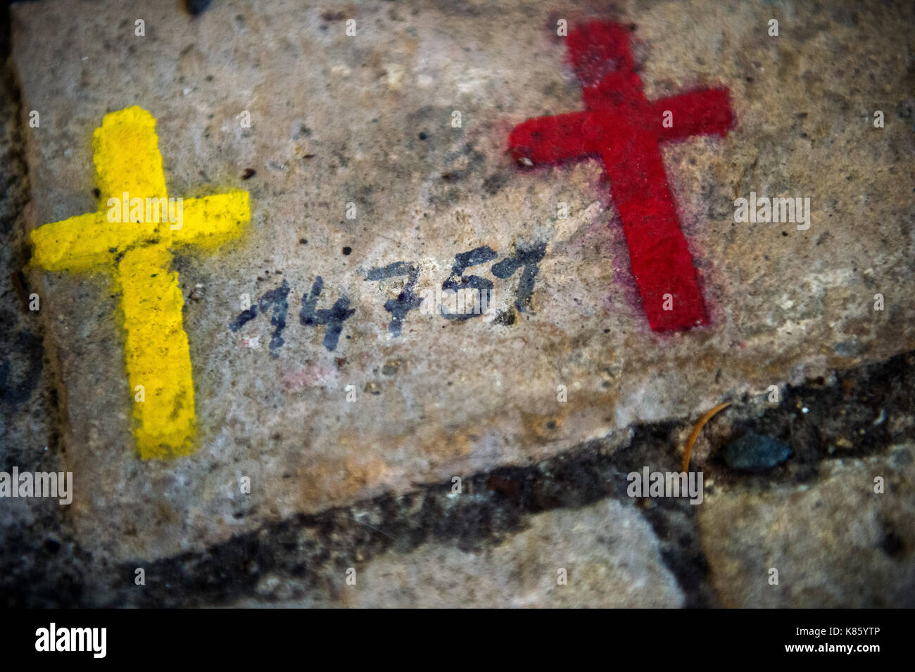 prina-germany-15th-sep-2017-painted-crosses-and-the-number-14751-in-K85YTP.jpg