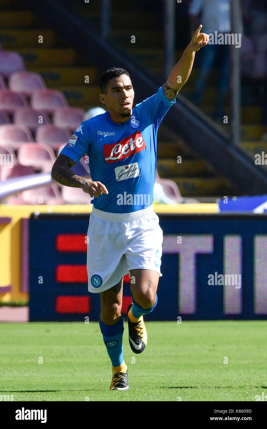 NAPOLI, ITALY SEPTEMBER 17 Marques Loureiro Allan of Napoli celebrates after score his first