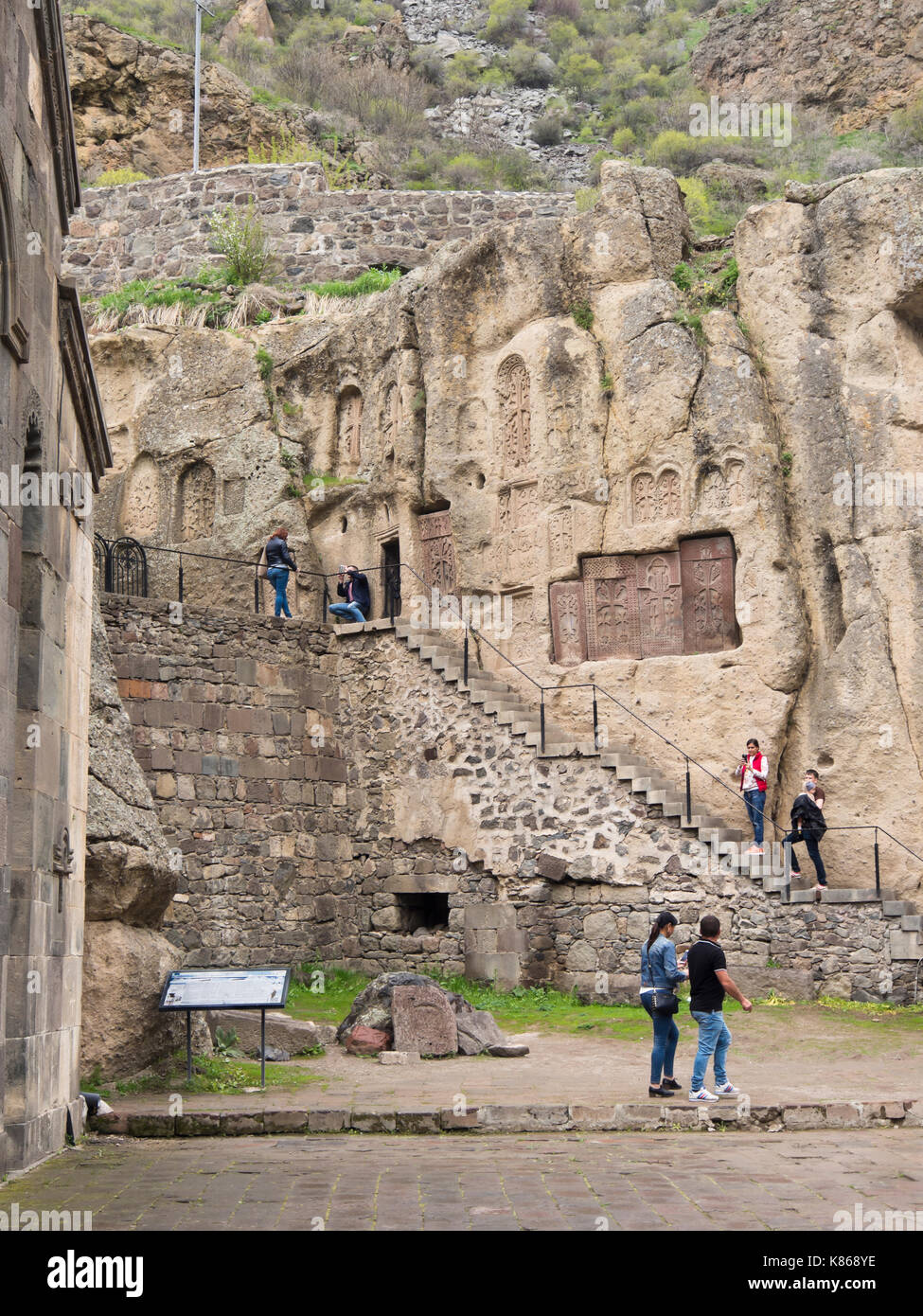 Geghard Monastery, Geghardavank, in the Azat River gorge, one of several UNESCO World Heritage listed sites in Armenia Stock Photo