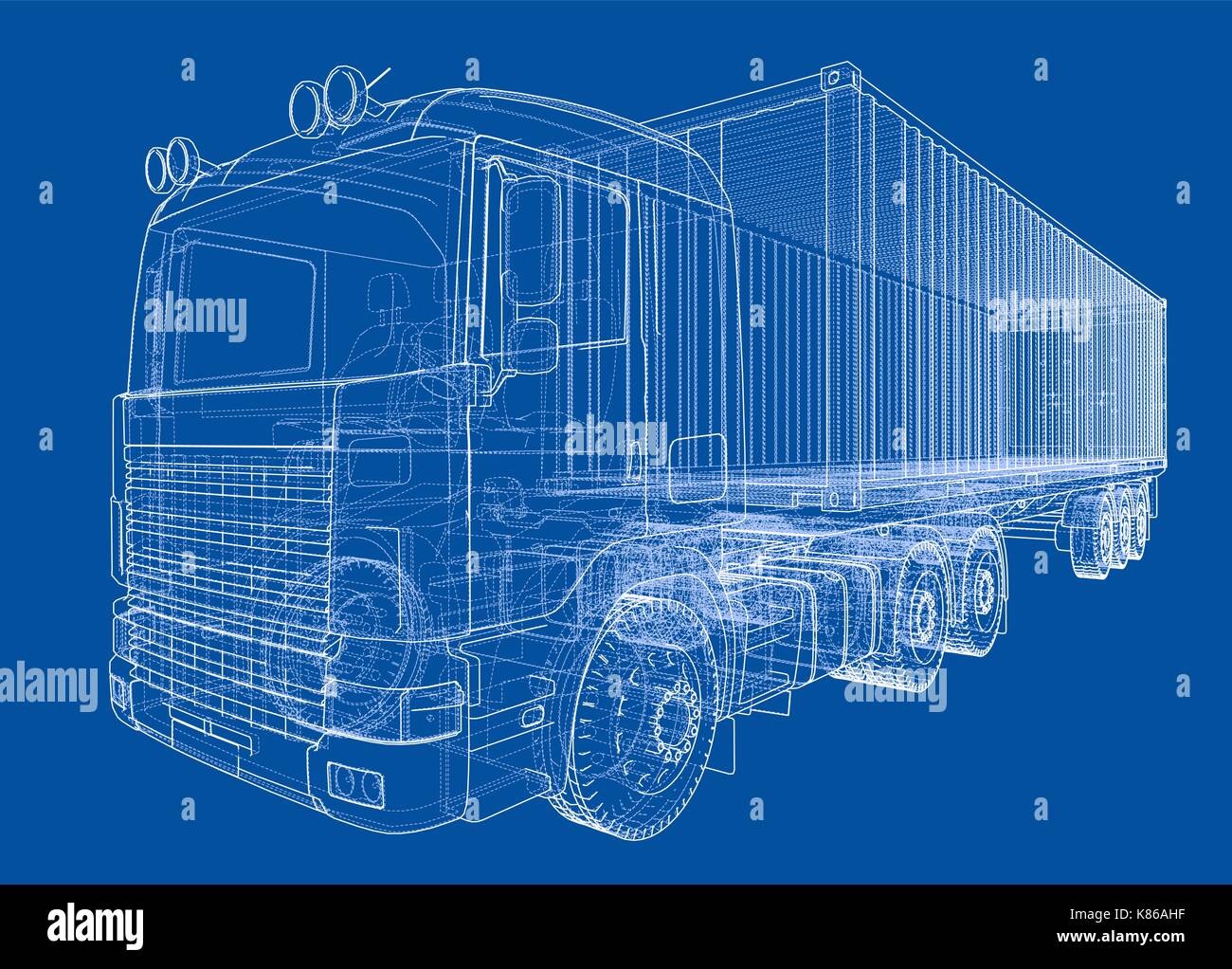 Truck with semitrailer. Vector Stock Vector
