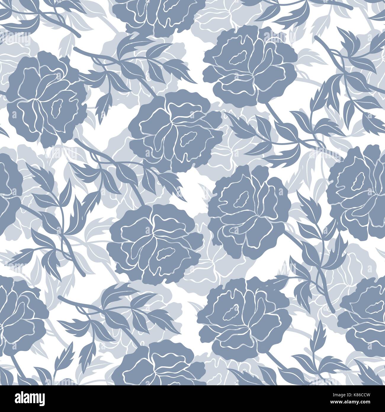 Seamless floral pattern with peonies Stock Vector