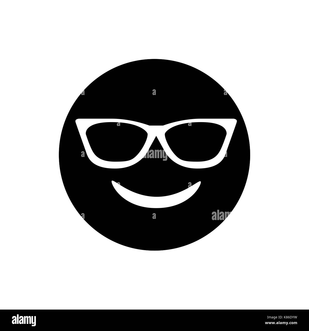 The black smiley face with sunglasses icon Stock Photo