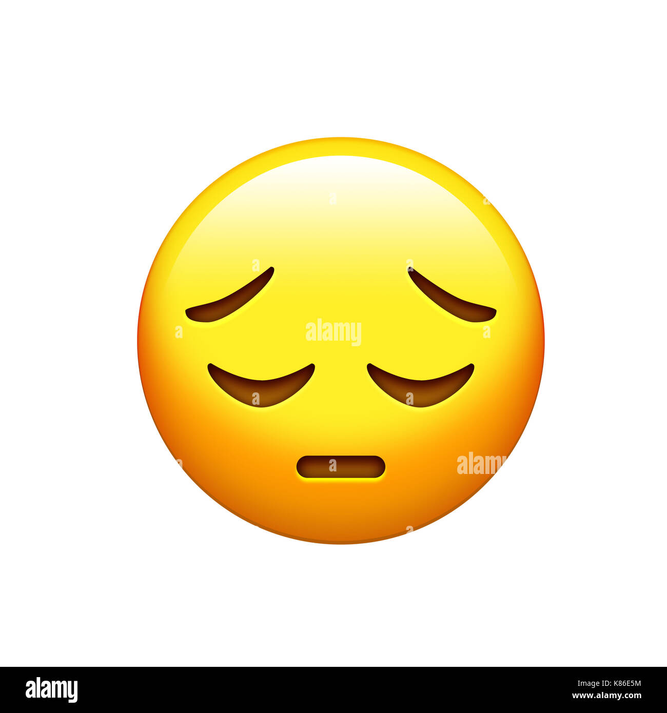 The yellow disappointed, upset face and closing eyes icon Stock Photo ...