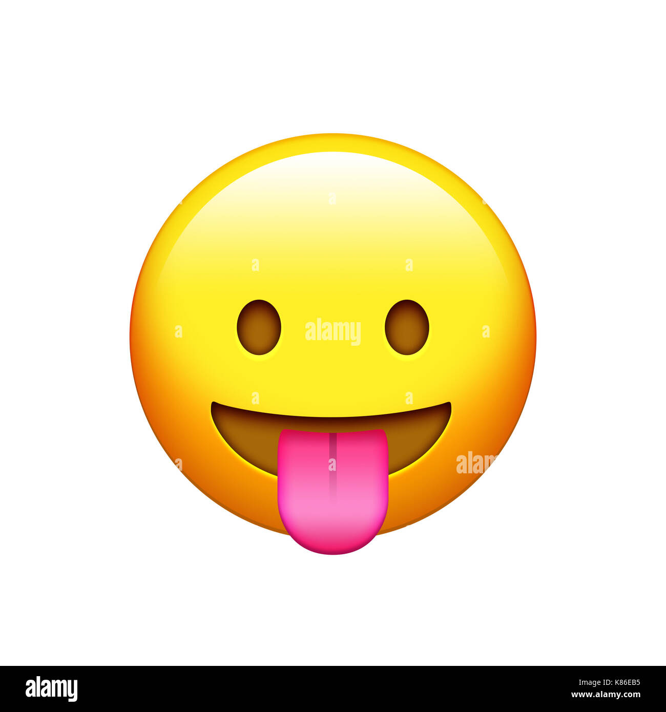 The isolated yellow smiley face with tongue out icon Stock Photo
