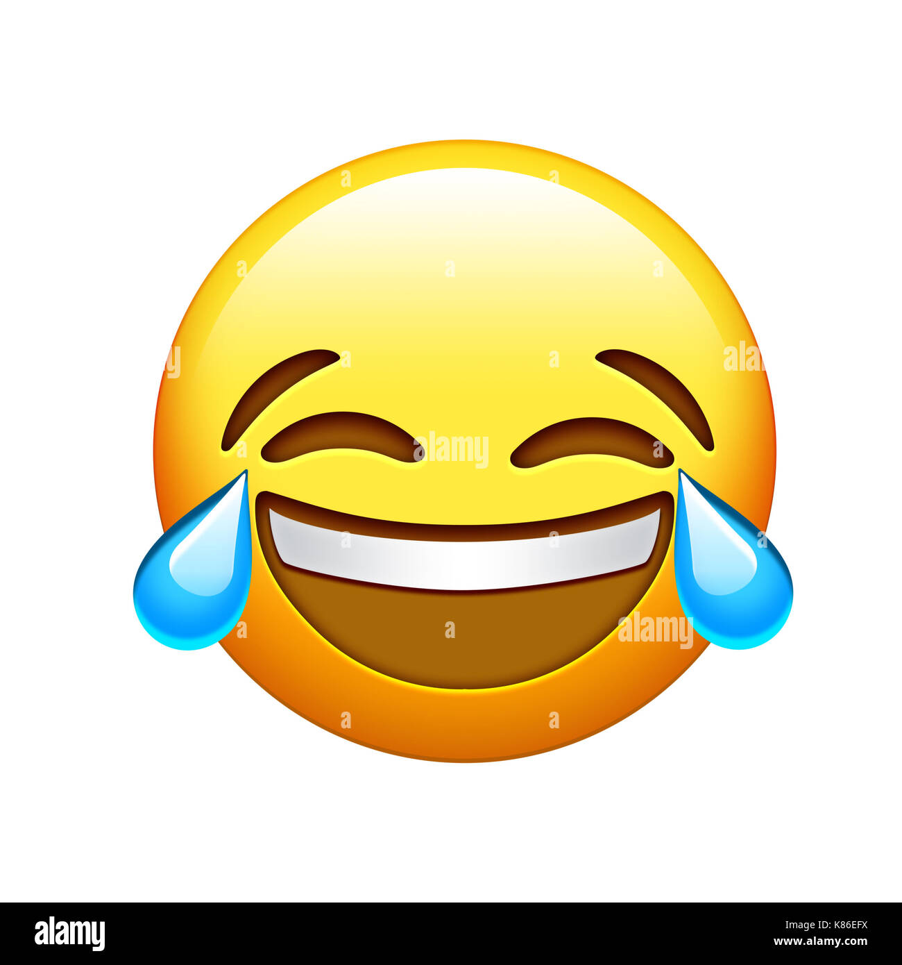 The yellow face lol laugh and crying tear icon Stock Photo - Alamy