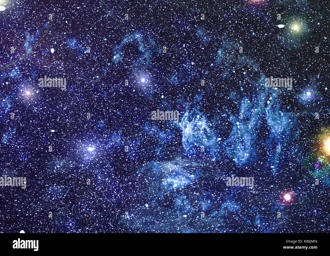 Panoramic looking into deep space. Dark night sky full of stars. The ...