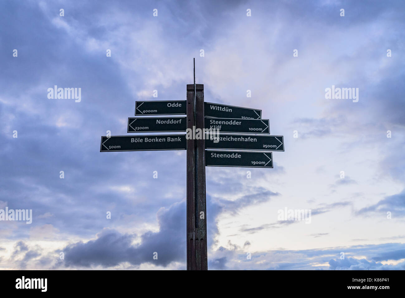 Guide for hikers on their trip on the small North Frisian island Amrum, Germany Stock Photo