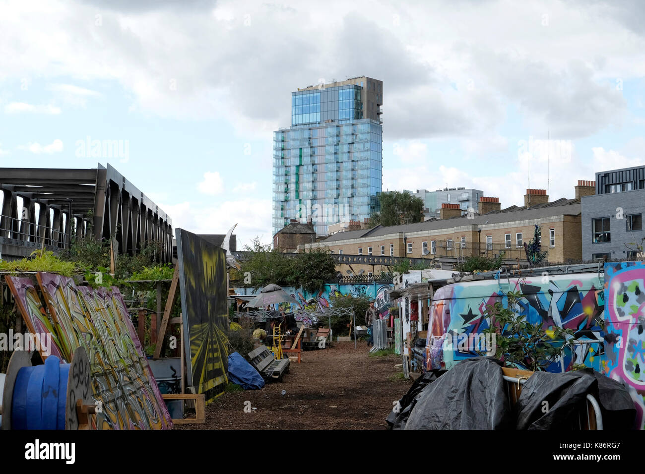 A general view of the nomadic community gardens, Brick Lane, London Stock Photo