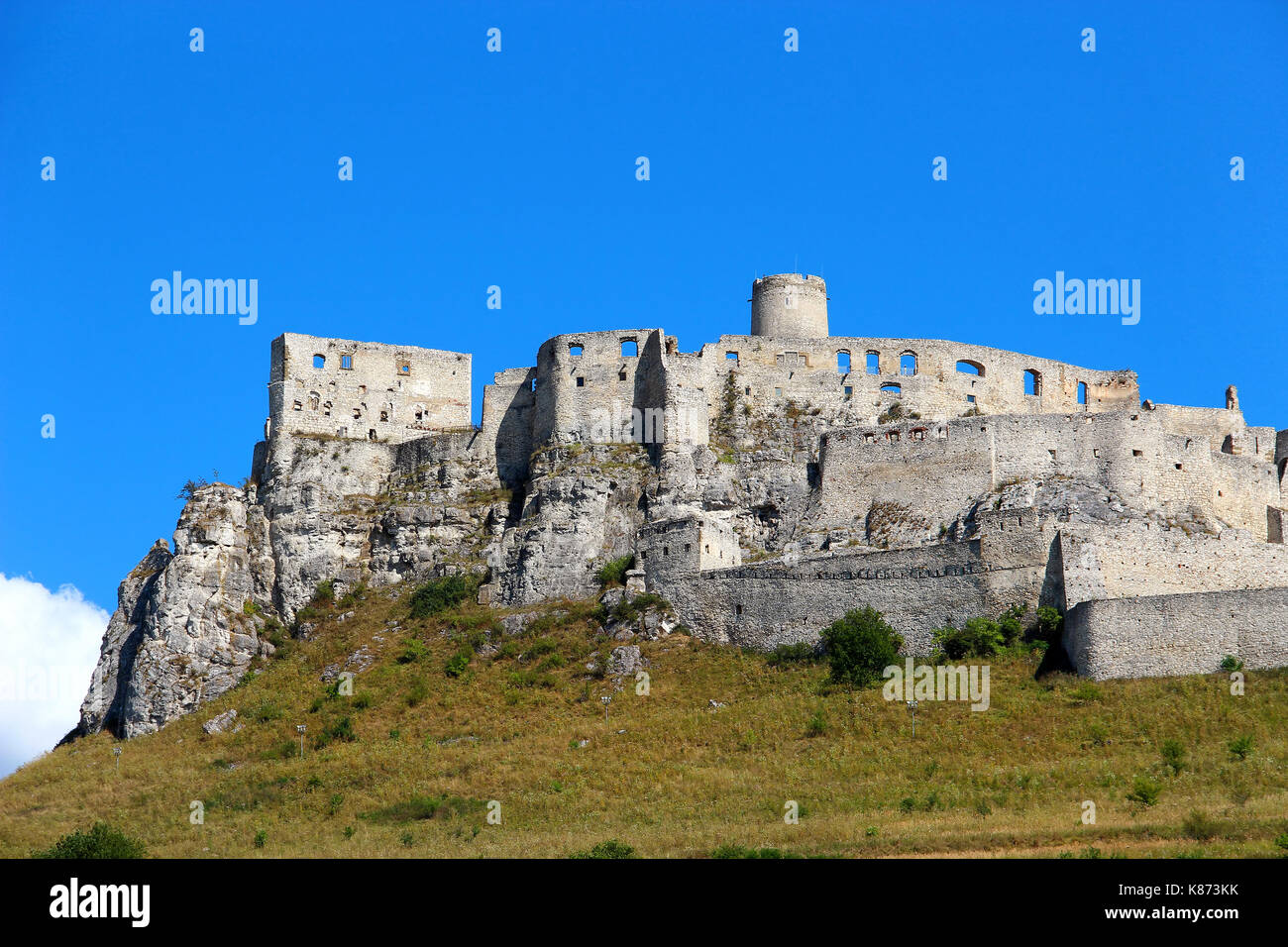 Ruins of Spis Castle (Spissky hrad) in Slovakia, one of the biggest castles in Europe Stock Photo