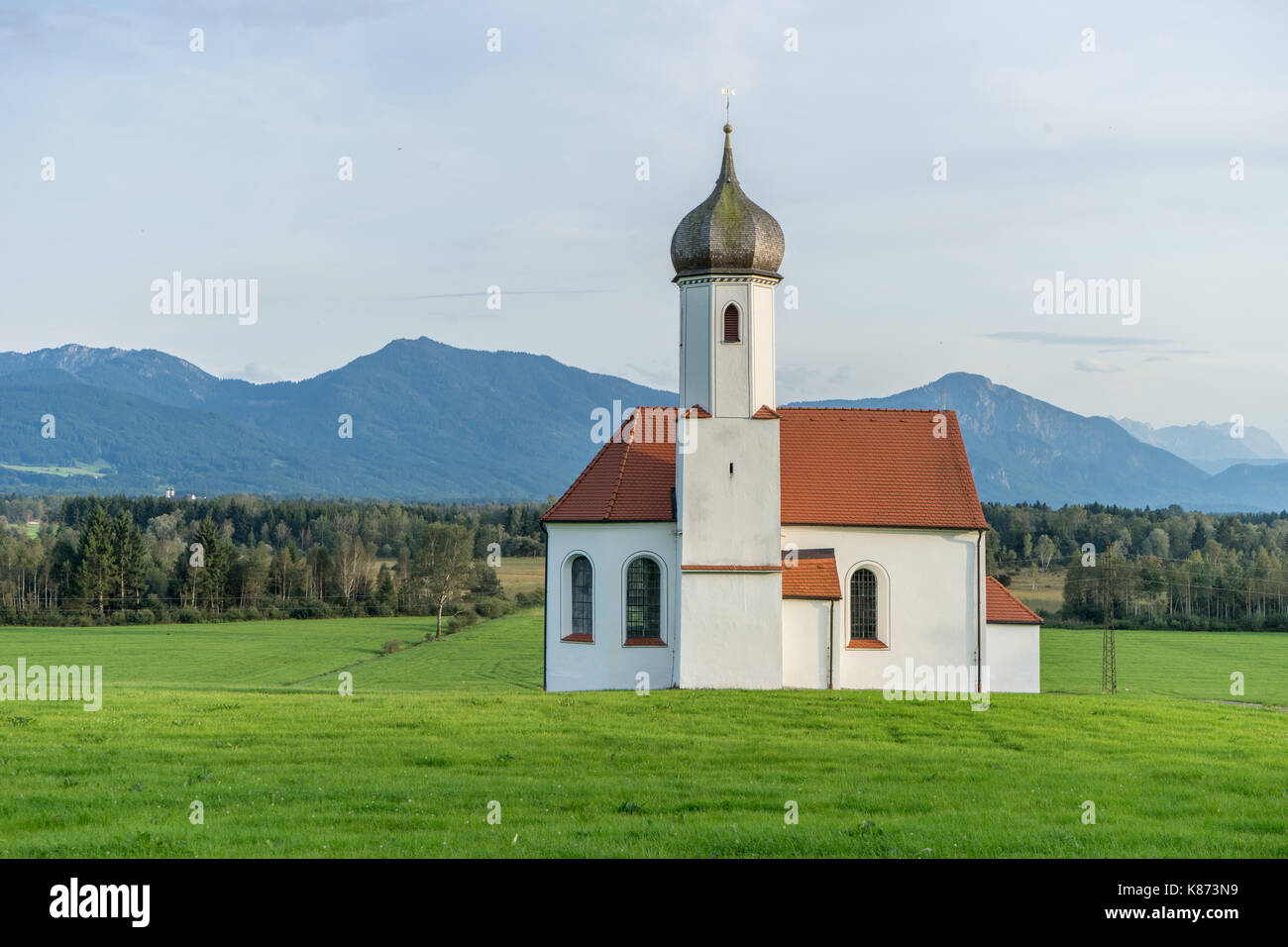 Church of St. Johann in Penzberg, Bavaria, Germany Stock Photo
