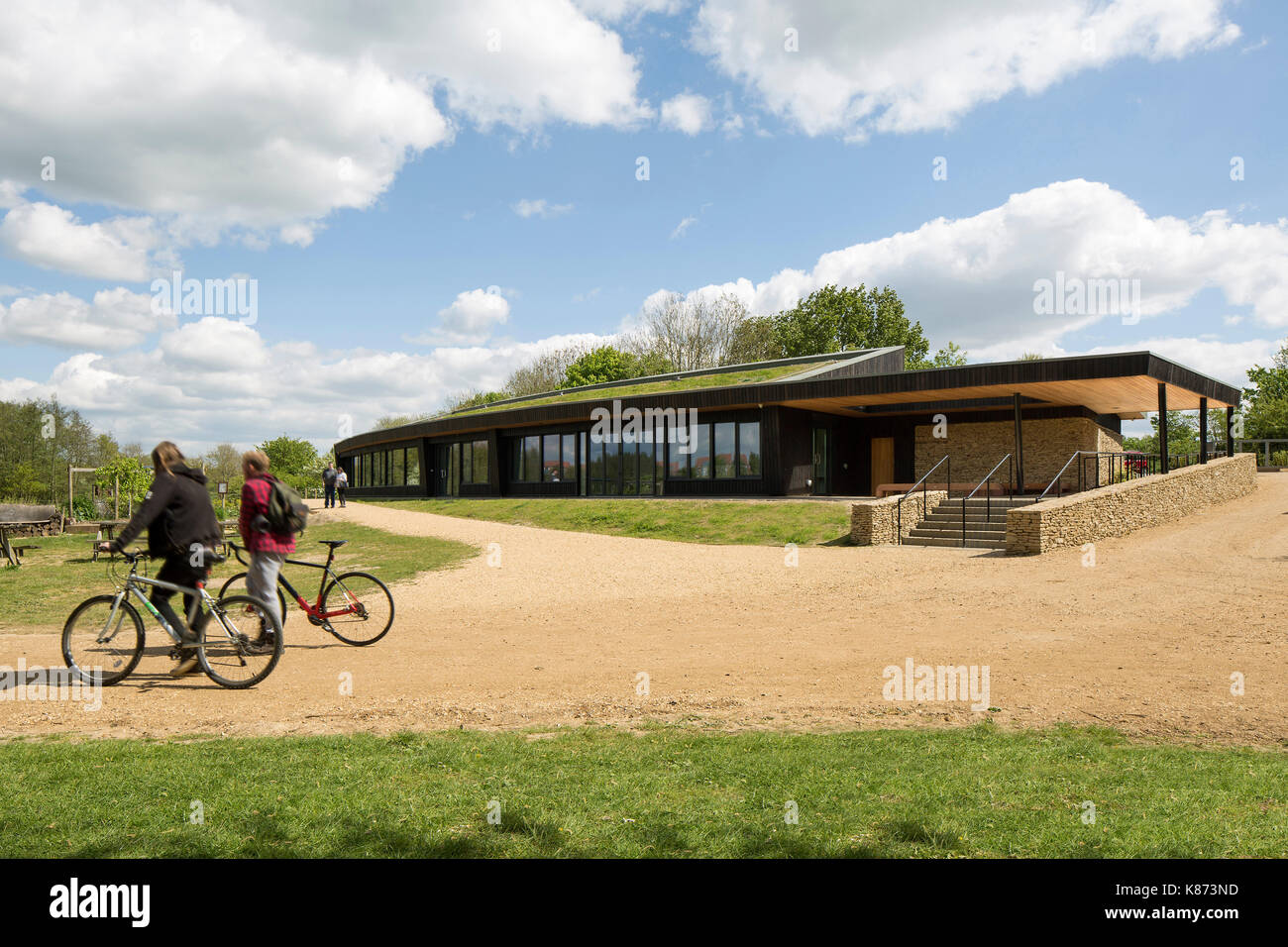 View of exterior of pavilion. Lakeside Centre, Eastleigh, United Kingdom. Architect: R H Partnership Architects Ltd, 2017. Stock Photo