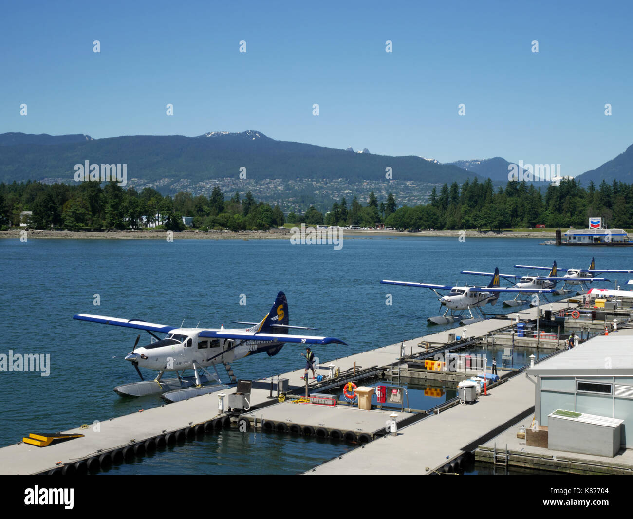 Floatplane Terminal, Coal Harbour, Vancouver, BC, Canada. Stock Photo