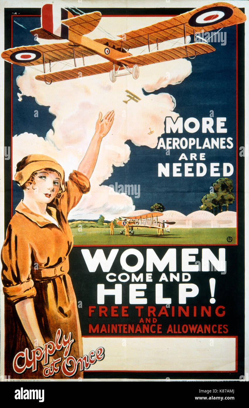 A WWI 'Women come and help' recruitment poster Stock Photo