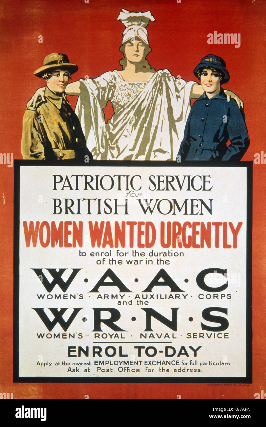 A WWI 'Patriotic service for british women' poster Stock Photo