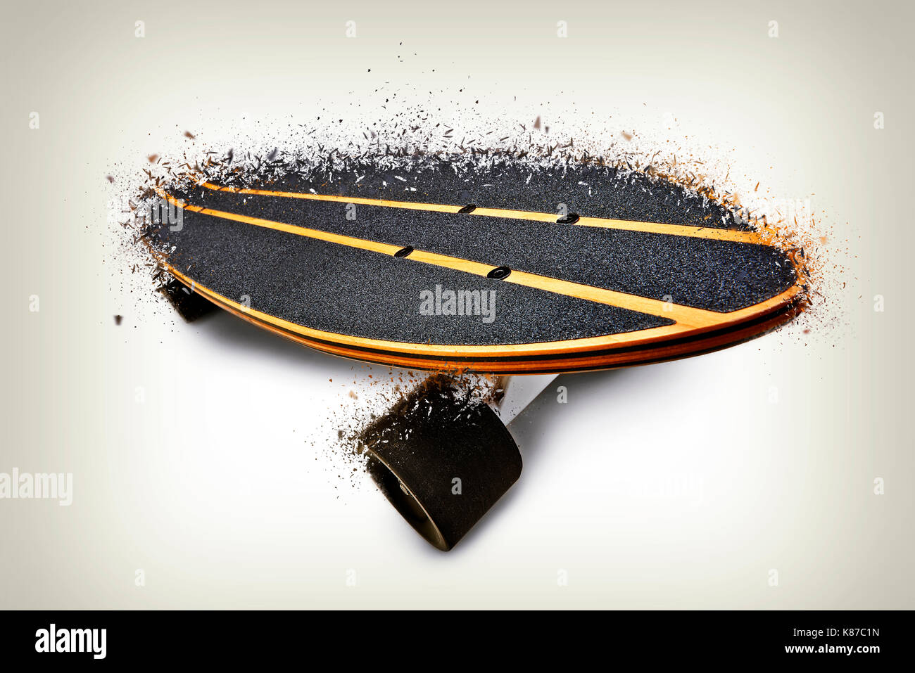 wooden skate board shattered Stock 