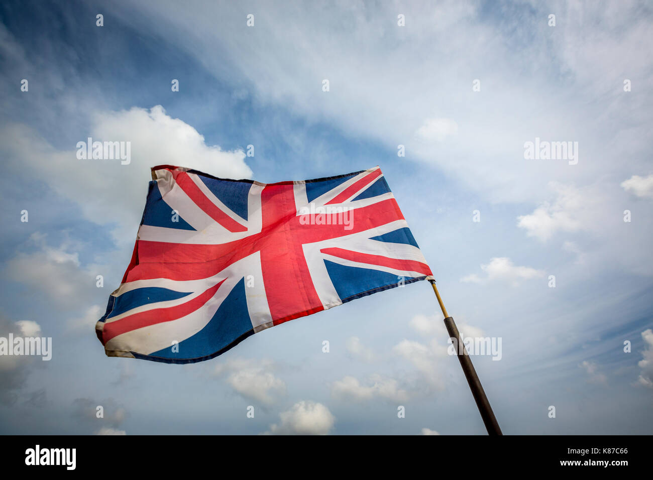 The Union flag also known as The Union Jack. Fluttering in the breeze. Stock Photo
