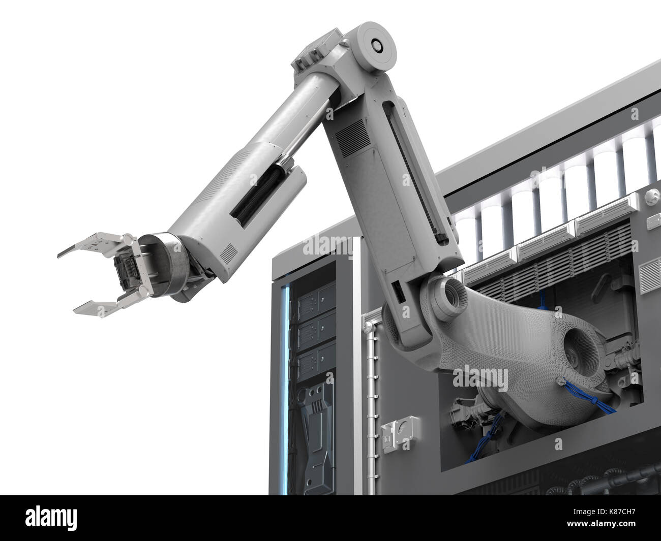 3d rendering robotic machine on white background Stock Photo - Alamy